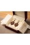 Vintage Women's Bronze Earrings Authentic Jewelry Red Zircon Stone Embellished Inverted Tulip Model - 4