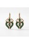 Vintage Women's Earrings Bronze Authentic Jewelry Green Zircon Stone Embellished Inverted Tulip Model - 5