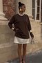 Women's Cotton Long Sleeve Basic T-Shirt Brown – Crew Neck, Comfortable Fit