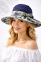 Bohemian Patterned Straw Women's Hat with Bow Detail
