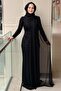 Fashion Night Stone Detailed Chiffon Tulle Evening Dress