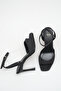 Women's Black Satin Ankle Strap Heeled Shoes - 4