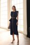 Women's Denim Navy Blue Belt Detailed Midi Dress - 2