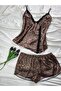 Plus Size Lace Detailed Satin Strap Shorts Pajama Set - 4