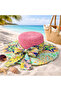 Bohemian Patterned Straw Women's Hat with Bow Detail - 6