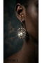 Vintage Women's Earrings Bronze Authentic Jewelry Zircon Stone Embellished Inverted Tulip Model - 3