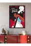 Black Background Jazz Illustration Jazz Texted One-Piece Black Wooden Framed Painting - 3
