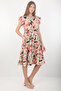 Women's 100% Viscose Crew Neck Relaxed Fit Buttoned Skirt Layered Midi Dress - 4