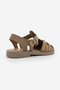 Women's Genuine Leather Ankle Strap Buckle Closed Front Striped Olive Casual Sandals Vesola Soil Suede - 8
