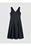 Nevavm V-Neck A-Line Jean Dress with a Difference - 5
