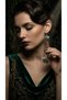 Vintage Women's Earrings Bronze Authentic Jewelry Green Zircon Stone Inlaid Round Daisy Model - 2