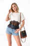 Oversize Women's T-Shirt with Black Lace Bottom Detail - 2