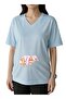 Elde Pink Baby Printed V-Neck Oversized Maternity T-Shirt 1Gj4