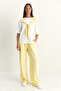 Yellow-White Shawl Detailed Basic T-Shirt Elastic Waist Loose Pants Bottom-Top Modal Set 4116 60286084 - 2