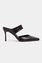 Rane Brown Rustic Wide Band Gold Metal Detail Blunt Toe Women's Heeled Slippers - 5