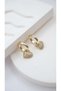Gold Zircon Stone Dangle Heart Earrings - 2