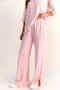 Pink Lace Sleeves Oversize Basic T-Shirt Elastic Waist Loose Pants Modal Set 4115 60286085 - 7