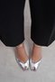 Vela Silver Rustic Ankle Strap Open Toe Detail Women's Heeled Shoes - 7