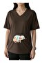 Elde Baby Printed V-Neck Oversized Maternity T-Shirt 1Gj6