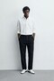 Men's Porto Linen Textured Trousers Black – Lace-Up, Buttoned, Long Length, Modern Cut