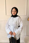 Women's Drawstring Waist Tie Striped Shirt White - 2