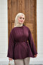 Women's Double Sleeve Slit Shirt, Plum - 4