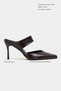 Rane Brown Rustic Wide Band Gold Metal Detail Blunt Toe Women's Heeled Slippers - 2