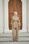 Women's Shepherd Buttoned Trousers with Pleated Detail Set in Cream
