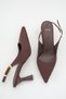 Women's Brown Satin Buckle Open-Back Heeled Shoes - 4