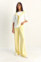 Yellow-White Shawl Detailed Basic T-Shirt Elastic Waist Loose Pants Bottom-Top Modal Set 4116 60286084 - 5