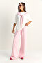 Pink White Shawl Detail Basic T-Shirt Elastic Waist Loose Pants Bottom-Top Modal Set 4116 60286084 - 3