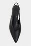 Nino Black Matte Back Strap Detail Pointed Toe Women's Wedge Heeled Shoes - 6