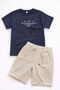 Boy's Pocket Printed T-Shirt & Shorts Set (Navy Blue-Beige) - 2