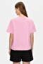 Lisa Light Pink Crew Neck Printed 100% Cotton Loose Fit Women's Tshirt - 3