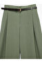Viscose Fabric Pleated Detailed Pocketed Straight Wide Leg Belted Palazzo Trousers - 6