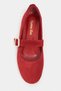 Berlin Red Suede Inner-Outer Leather Medium Strap Buckle Flat Women's Ballerina Shoes - 7