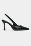 Elara Black Matte Slingback V Vamp Line Pointed Toe Women's Heeled Shoes - 6