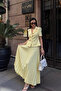 Yellow Pleated Skirt Short Sleeve Blazer Jacket Suit - 4