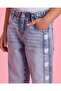 Girls Blue Heart Trim Mom Fit Jeans - 4