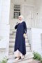 Aerobin Dress with Inner Lining and Garnish in Navy Blue Hnt7604 - 3