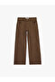 Cotton Low Waist Ribbed Wide Leg Denim Trousers - Wide Leg Jeans - 5