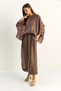Women's Mink Cape Detailed Transparent Blouse Lined Shalwar Trousers Top and Bottom Set 9421 60286149 - 5