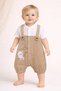 Baby Boy Linen Overalls with Straps and Teddy Bear Embroidery, Summer Cotton Stylish and Comfortable Baby Overalls