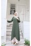 Aerobin Dress with Inner Gilet and Garnish Khaki Hnt7604 - 6