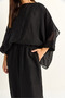 Women's Black Cape Detailed Transparent Blouse Lined Shalwar Trousers Top and Bottom Set 9421 60286149 - 7