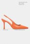 Elara Orange Matte Slingback V Vamp Line Pointed Toe Women's Heeled Shoes - 3