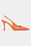 Elara Orange Matte Slingback V Vamp Line Pointed Toe Women's Heeled Shoes - 6