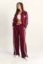 Women's Cherry Stripe Detailed Contrast Textured Jacket Wide Leg Trousers Set 8075 60286154 - 5