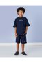 Boys Navy Placement Print Shorts - 2