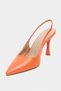 Elara Orange Matte Slingback V Vamp Line Pointed Toe Women's Heeled Shoes - 7